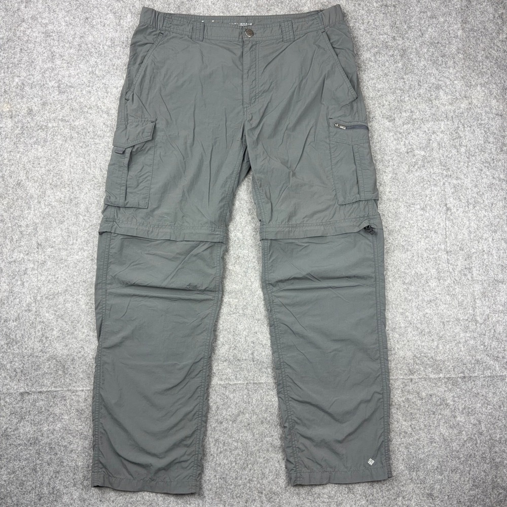 Columbia Pants Mens 36x30 Gray Silver Ridge Omni Shade Convertible Cargo Hiking